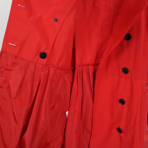 BCBGMAXAZRIA Size XS Poppy Red Short Trench Coat with Skirted Detail - Picture 8 of 12